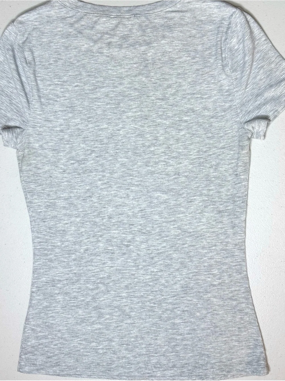 Express Fitted Ribbed Tee Heather Gray Crew Neck Stretch Top Size Medium - Picture 2 of 5